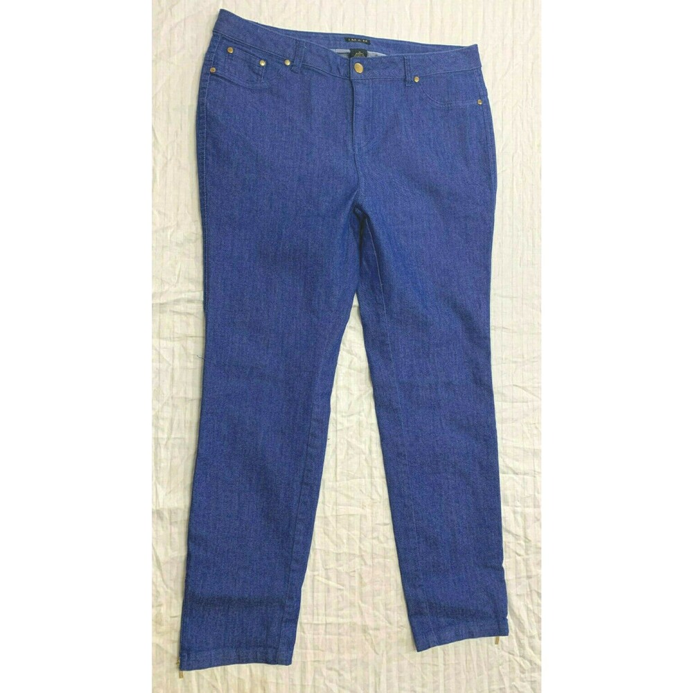 IMAN WOMENS SKINNY JEANS ANKLE ZIP SIZE 14